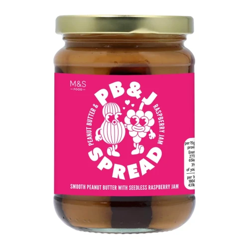Przejdź do produktu Marks & Spencer PB & J - Smooth Peanut Butter with Seedless Raspberry Jam Spread  380g