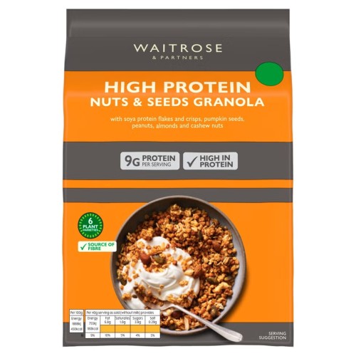 Przejdź do produktu Waitrose High Protein Nuts & Seeds Granola Breakfast Cereal 400g