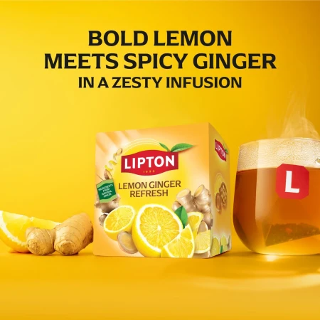Lipton Fruit Tea Lemon & Ginger Refresh Tea Bags 4.webp