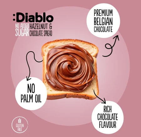 Diablo No Added Sugar Hazelnut Chocolate Spread 350g 3.webp