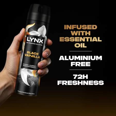 Lynx Fine Fragrance Collection Black Vanilla Premium Body Spray Deodorant Infused with Vanilla, Orange & Sandalwood Oils 200ml 3.jpg