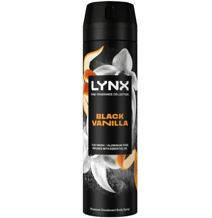 Lynx Fine Fragrance Collection Black Vanilla Premium Body Spray Deodorant Infused with Vanilla, Orange & Sandalwood Oils 200ml 9.jpg