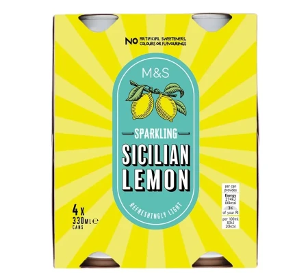 M&S Sparkling Sicilian Lemon Drink 4 X 330ML.webp