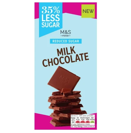M&S Reduced Sugar Milk Chocolate 90g.webp