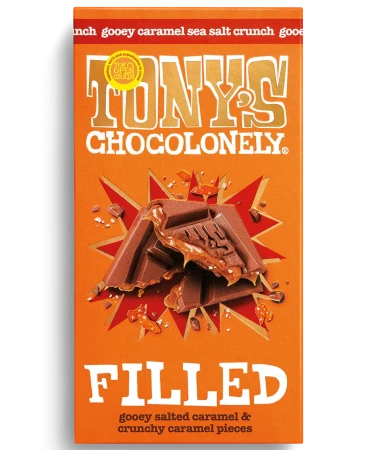 Tony's Chocolonely Filled Gooey Salted Caramel & Crunchy Caramel Pieces 135g 1.webp