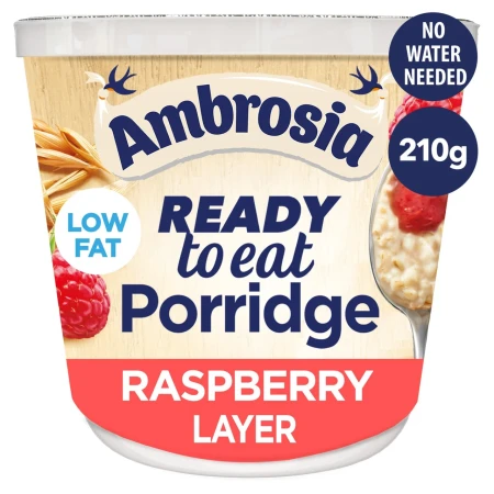 Ambrosia Ready to Eat Porridge Oat Cereal Pot Raspberry Layer.webp