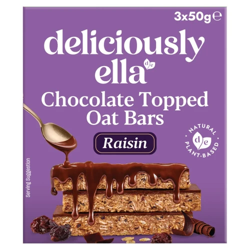 Przejdź do produktu Deliciously Ella Chocolate Topped Raisin Oat Bars Gluten Free 3 x 50g