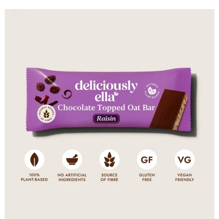 Deliciously Ella Chocolate Topped Raisin Oat Bars Gluten Free 3 x 50g 2.webp