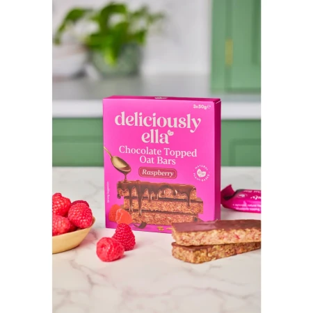 Deliciously Ella Chocolate Topped Raspberry Oat Bars Gluten Free 3 x 50g 3.webp