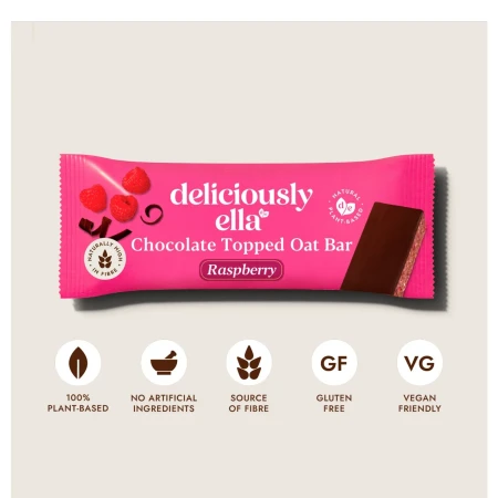 Deliciously Ella Chocolate Topped Raspberry Oat Bars Gluten Free 3 x 50g 2.webp