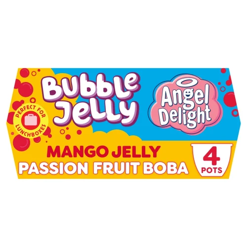 Przejdź do produktu Angel Delight Mango Jelly & Passionfruit Boba Bubble Dessert Snack Pots 4 x 130g
