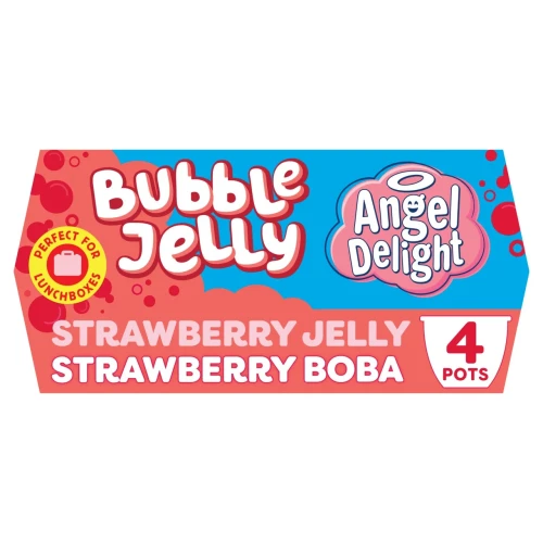 Przejdź do produktu Angel Delight Strawberry Jelly & Strawberry Boba Bubble Dessert Snack Pots 4 x 130g