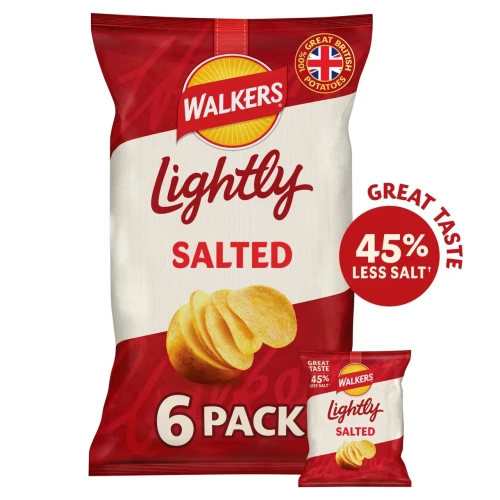 Przejdź do produktu Walkers LIGHTLY Salted Multipack Crisps 6x25g