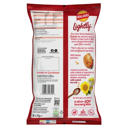 Walkers Less Salt Lightly Salted Multipack Crisps 6x25g 2.webp