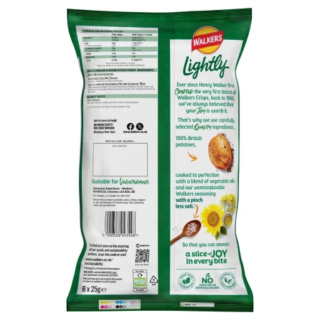 Walkers Lightly Salt & Vinegar Multipack Crisps 6X25g 2.webp