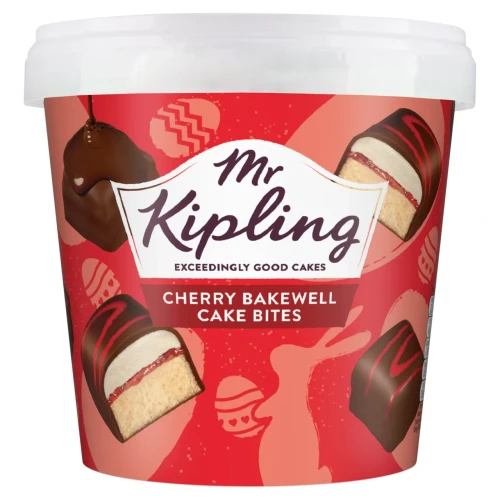 Przejdź do produktu Mr Kipling Cherry Bakewell Cake Bites Tub 220g