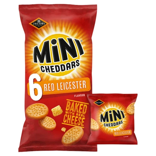 Przejdź do produktu Jacob's Mini Cheddars Red Leicester Multipack Snacks 6 x 23g