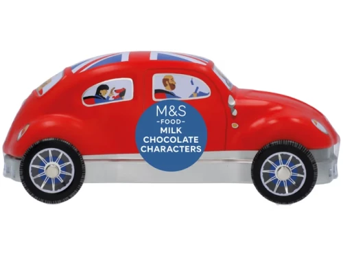 Przejdź do produktu Marks & Spencer Push Along Tin Car with Milk Chocolate Characters 69g