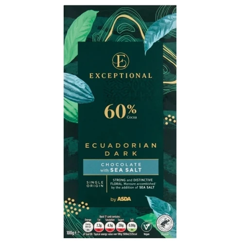Przejdź do produktu ASDA Ecuadorian Dark 60% Cocoa Chocolate with Sea Salt 100g