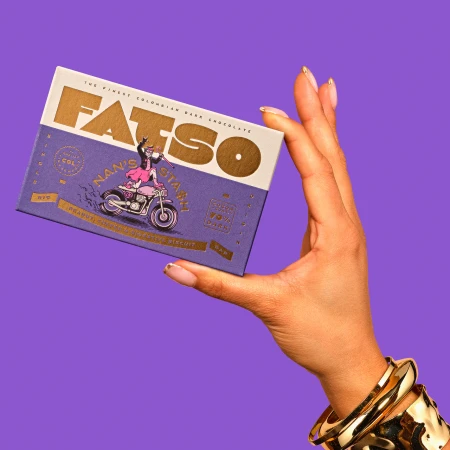 FATSO Nan's Stash 60% Dark Colombian Chocolate Bar with Peanut, Toffee & Biscuit  150g 2.webp