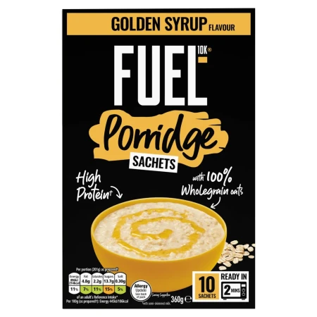 FUEL 10K Golden Syrup Protein Porridge Oat Cereal Sachet 2s.webp