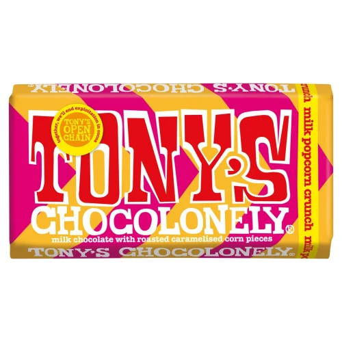 Przejdź do produktu Tony's Chocolonely Milk Chocolate Popcorn Crunch with Roasted Caramelised Corn Pieces 180g