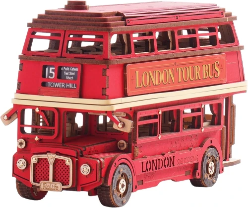 Przejdź do produktu Rolife London Double Decker Tour Bus – 3D Wooden Puzzle DIY Model Kit, 255 Pieces