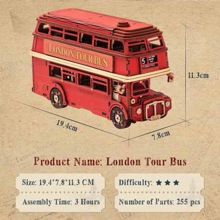 Rolife 3D Wooden Puzzle- London Bus TGM02 10.webp