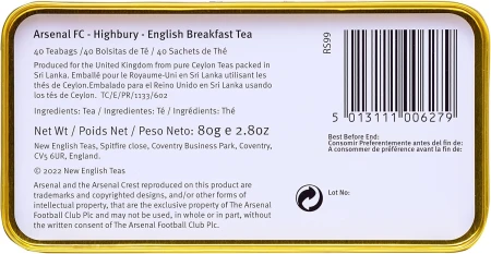New English Teas Arsenal FC Highbury Stadium English Breakfast Tea Tin with 40 Teabags 5.webp