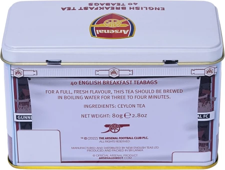 New English Teas Arsenal FC Highbury Stadium English Breakfast Tea Tin with 40 Teabags 2.webp