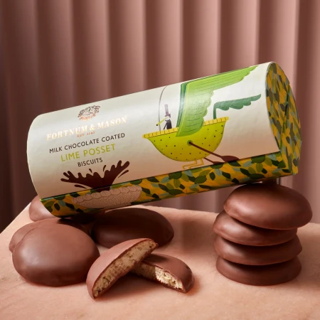 fORTNUM & mASON Milk Chocolate Coated Lime Posset Biscuit, 165g.webp
