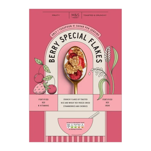 Przejdź do produktu Marks & Spencer Berry Special Flakes Strawberry & Cherry 500g