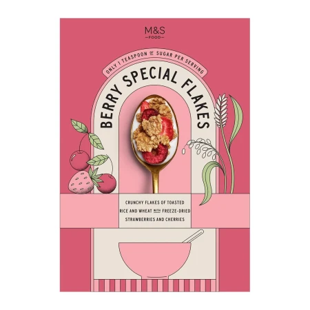 M&S Strawberry & Cherry Special Flakes 500g.webp