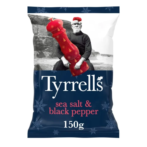 Przejdź do produktu Tyrrells Sea Salt & Black Pepper Hand Cooked Crisps 150g