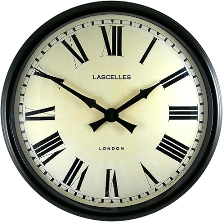 Roger Lascelles Large Black Metal Station Wall Clock - 58cm.jpg