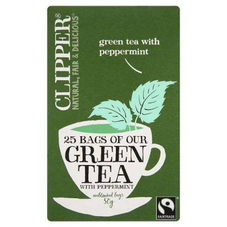 Clipper Fairtrade Green with Peppermint Tea Bags 25 per pack.jpg
