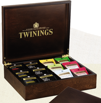 Przejdź do produktu Twinings 12 Compartment Wooden Tea Caddy Chest Filled 96 Tea Bags