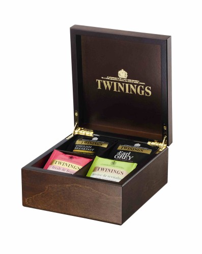 Przejdź do produktu Twinings Black Tea Wooden Compartment Caddy Chest Box 40 Tea Bags