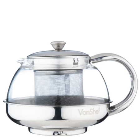 VonShef Stainless Steel Glass Infusion Tea Pot 800ml 2.jpg