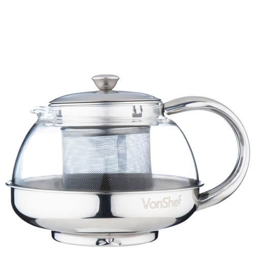Przejdź do produktu VonShef Stainless Steel Glass Infusion Teapot 800ml