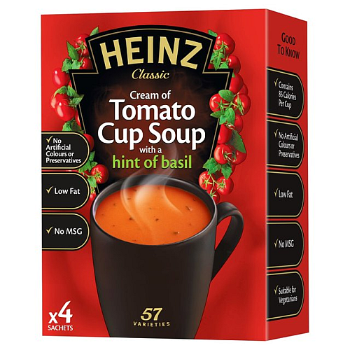 Przejdź do produktu Heinz Cream of Tomato with a Hint of Basil Cup Soup 4 x 22g