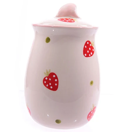 Ceramic Strawberry Pattern Tall Pot with Lid 2.png