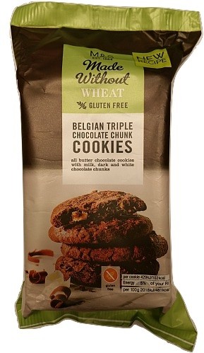 Przejdź do produktu Marks & Spencer Gluten Free Belgian Triple Chocolate Chunk Cookies 170g