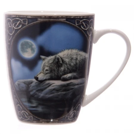 Lisa Parker Wolf Lying by Lake design Mug.jpg
