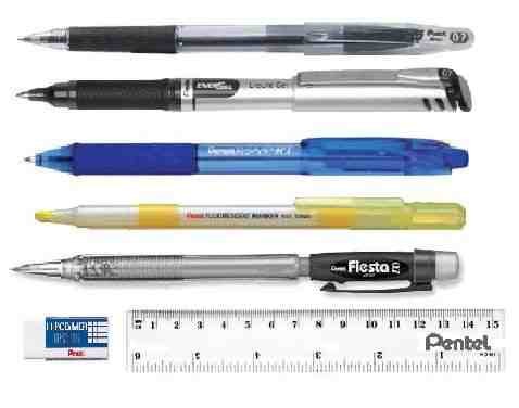 Przejdź do produktu Pentel Back to Basics School Pen Set - Ruler, Eraser, 7 Piece Set