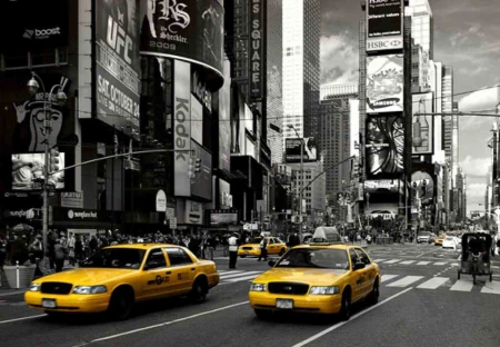 Yellow Cabs at Times Square Photo Wallpaper 368cm x 254cm.jpg