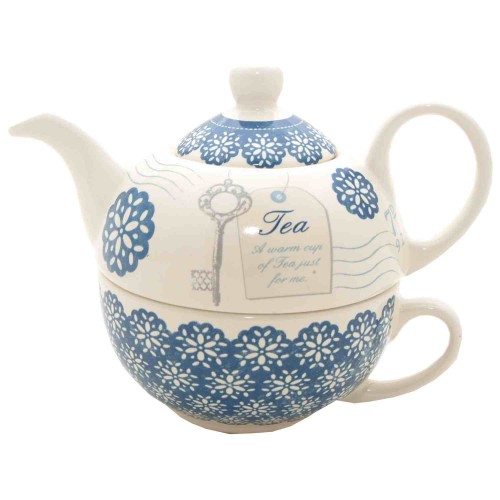 Przejdź do produktu Price & Kensington Ceramic Tea for One Teapot/ Teacup Set, Blue Daze