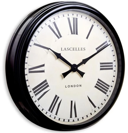 Roger Lascelles Large Black Metal Station Wall Clock - 58cm 3.jpg