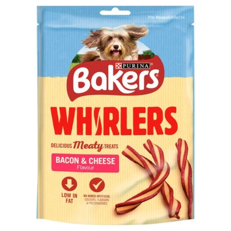 Bakers Whirlers Dog Treat Bacon & Cheese 175g.jpg