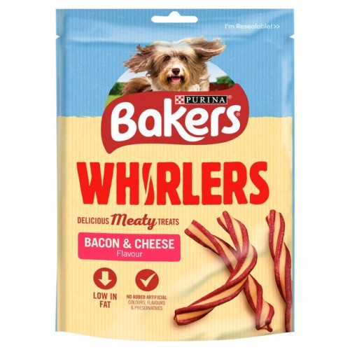 Przejdź do produktu Bakers Whirlers Dog Treat Bacon & Cheese 130g